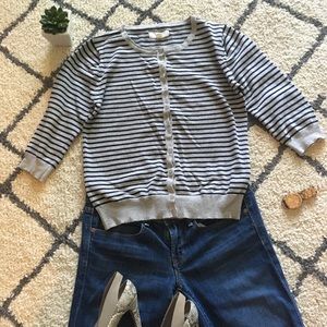 Striped sweater button front